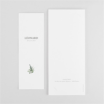 Remerciement naissance evidente sérénité - Dos du remerciement