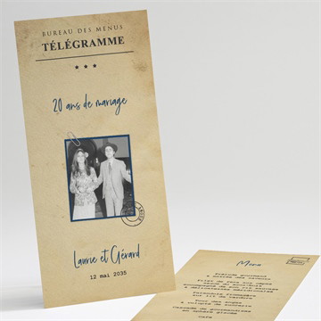 Menu anniversaire de mariage 20 ans de bonheur magnet