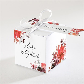 Boîte de dragées mariage bordeaux