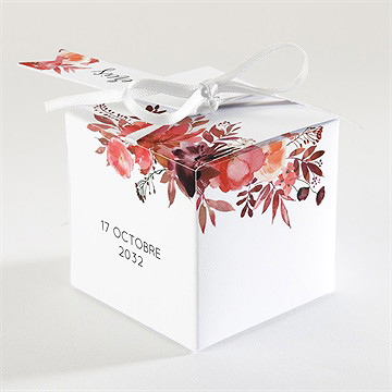 Boîte de dragées mariage bordeaux - Dos de la boîte