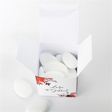 Boîte de dragées mariage bordeaux - Intérieur de la boîte