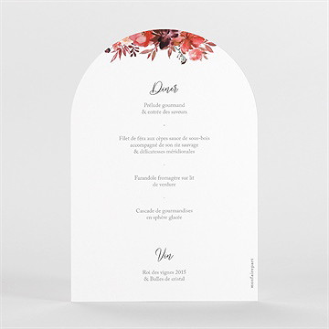 Menu mariage bordeaux - Dos du faire-part