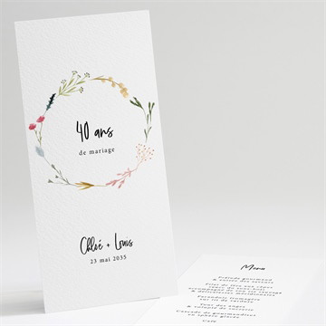 Menu anniversaire de mariage souvenirs 40 ans