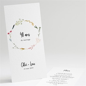 Menu anniversaire de mariage souvenirs 40 ans