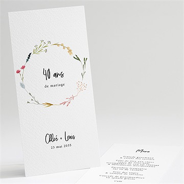 Menu anniversaire de mariage souvenirs 40 ans