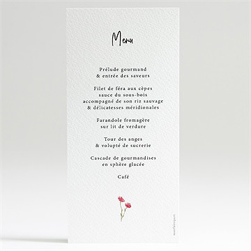 Menu anniversaire de mariage souvenirs 40 ans - Dos du menu