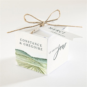 Boîte de dragées mariage vigne cube