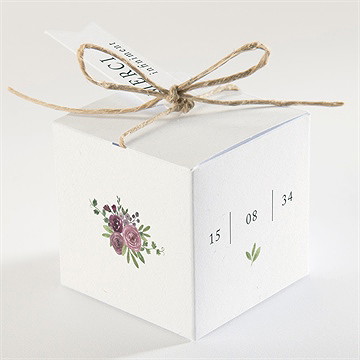 Boîte de dragées mariage vigne cube - Dos de la boîte