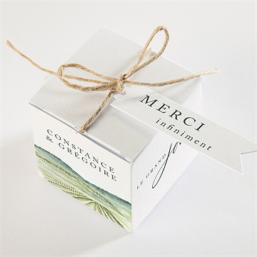 Boîte de dragées mariage vigne cube - Dessus de la boîte