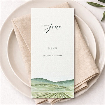 Menu mariage vigne