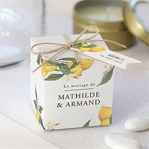 Boîte de dragées mariage citron