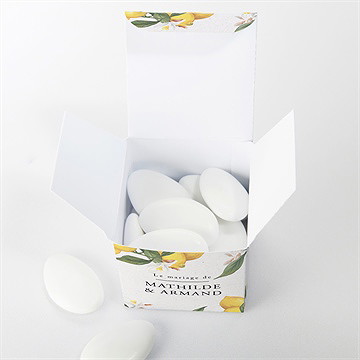 Boîte de dragées mariage citron - Intérieur de la boîte