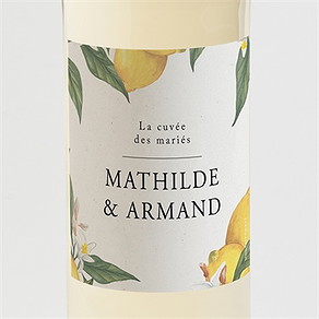 Etiquette de bouteille mariage citron