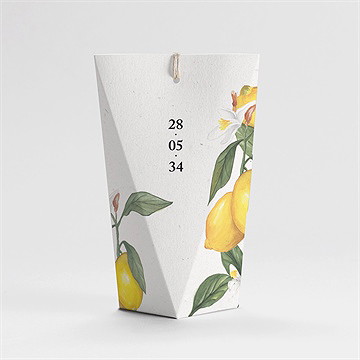 Boîte de dragées mariage citron étui - Dos de la boîte