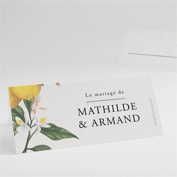 Marque-place mariage citron