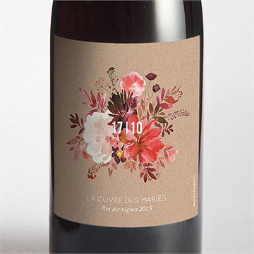 Etiquette de bouteille mariage floral