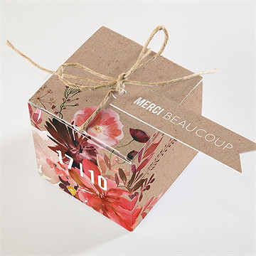 Boîte de dragées mariage floral - Dessus de la boîte