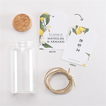 Mignonette mariage citron étiquette - Vue d'ensemble
