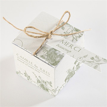 Boîte de dragées mariage arbre de vie cube - Dessus de la boîte