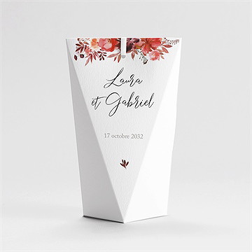 Boîte de dragées mariage bordeaux étui - Dos de la boîte