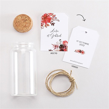 Mignonette mariage bordeaux étiquette - Vue d'ensemble