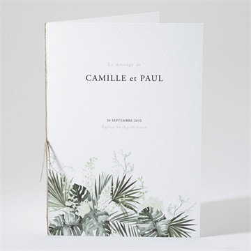 Livret de messe mariage tropical argent
