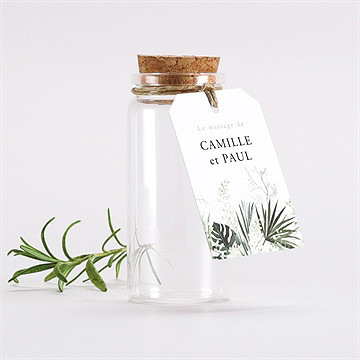 Mignonette mariage tropical étiquette