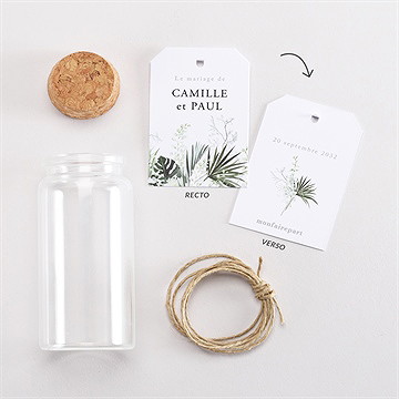 Mignonette mariage tropical étiquette - Vue d'ensemble