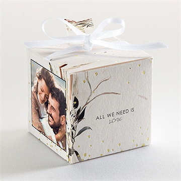 Boîte de dragées mariage pampa dorure - Dessus de la boîte