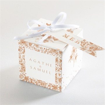 Boîte à dragées dorure - cube