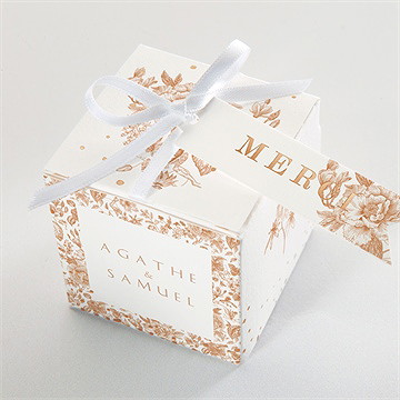 Boîte de dragées mariage passionnément cuivré - Dessus de la boîte