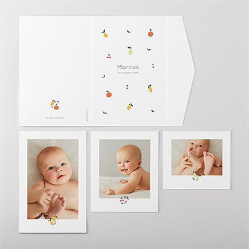 Faire-part naissance citrons et fruits - Vue ensemble extérieur