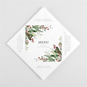 Menu mariage thème noël cocotte - Vue intérieure pliée