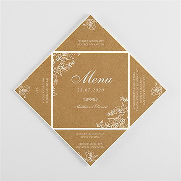 Menu mariage belle découverte cocotte - Vue intérieure pliée