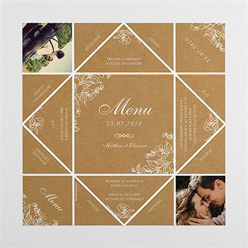 Menu mariage belle découverte cocotte - Vue dépliée