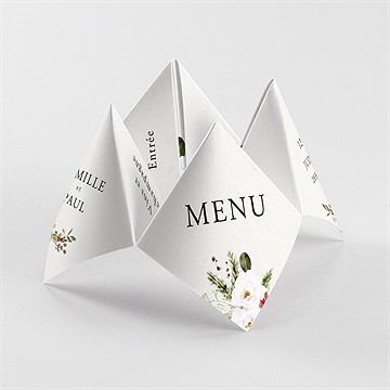 Menu mariage en rouge et blanc cocotte