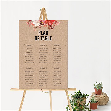 Plan de table mariage floral - Mise en situation