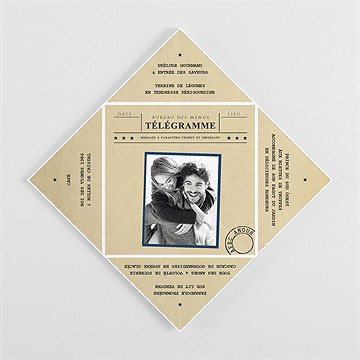 Menu mariage notre télégramme cocotte - Vue intérieure pliée