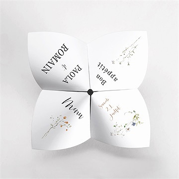 Menu mariage complicité cocotte - Vue du dessus