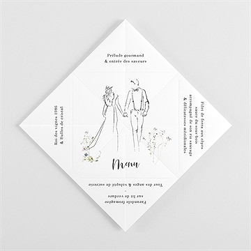 Menu mariage complicité cocotte - Vue intérieure pliée
