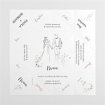 Menu mariage complicité cocotte - Vue dépliée