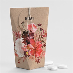 Boîte de dragées mariage floral étui