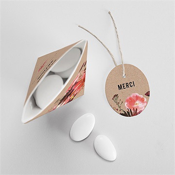 Boîte de dragées mariage floral étui - Intérieur de la boîte