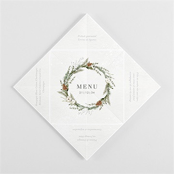 Menu mariage noël cocotte - Vue intérieure pliée