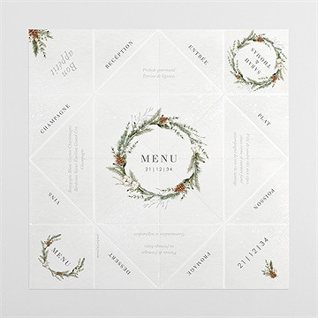 Menu mariage noël cocotte - Vue dépliée