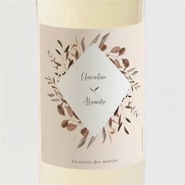 Etiquette de bouteille mariage virevoltant