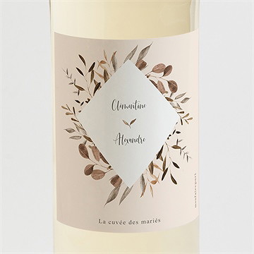 Etiquette de bouteille mariage virevoltant