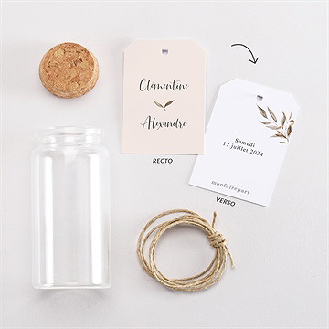 Mignonette mariage virevoltant étiquette - Vue d'ensemble