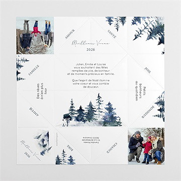 Carte de voeux a la montagne - Intérieur de la cocotte dépliée