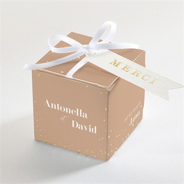 Boîte à dragées dorure - cube